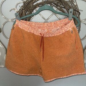 Outdoor Voices Women Sz M Shorts Mega Fleece Wool Drawstring Pockets Papaya